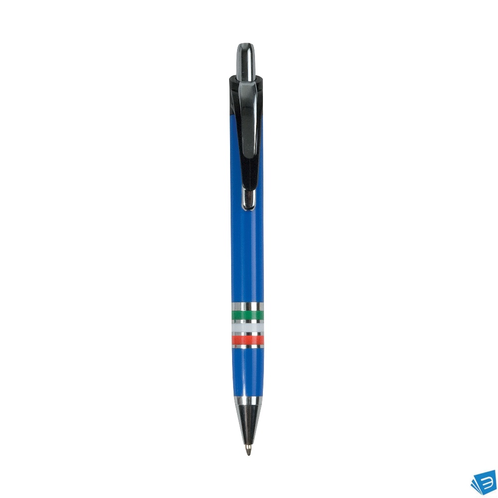Penna a scatto in plastica con impugnatura tricolore (Italia, Francia, Spagna)