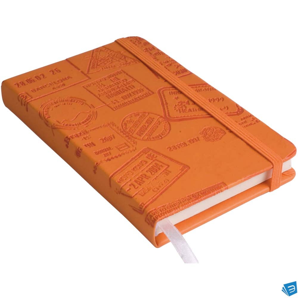 Quaderno in PU con elastico colorato, fogli a righe (96 pag.), segnalibro in raso con tasc