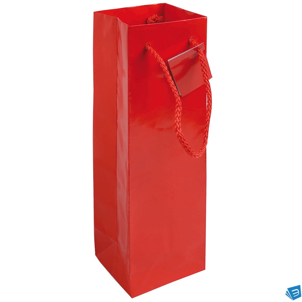 Shopper con soffietto porta bottiglia in carta laminata 157 g/m2 con rinforzo alla base