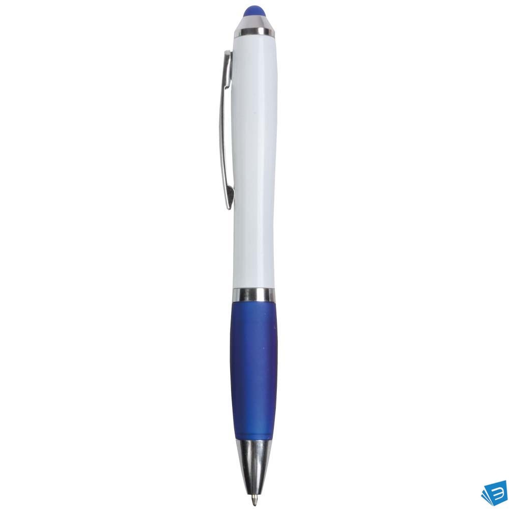 Penna twist in plastica con fusto bianco, impugnatura gommata colorata in tinta