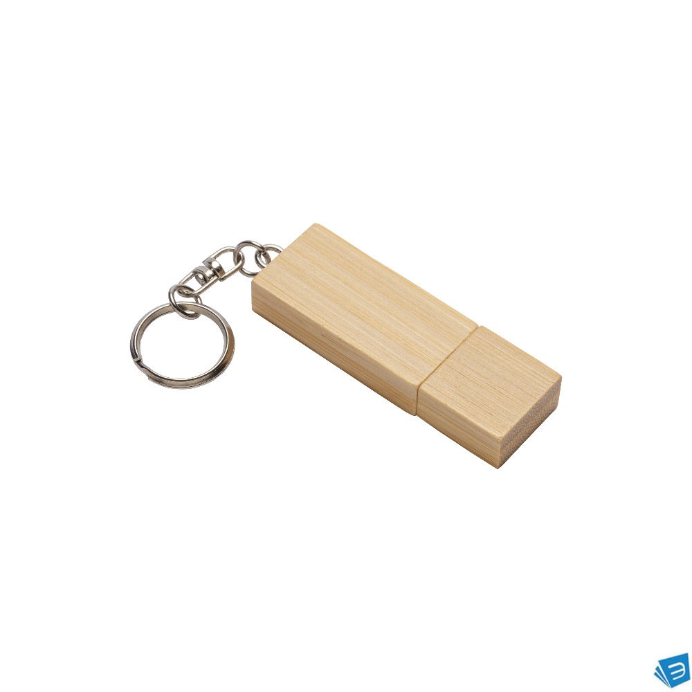 Chiavetta USB 4 Gb in legno con portachiavi in metallo