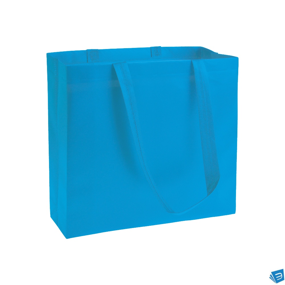 Shopper in TNT laminato, manici lunghi e soffietto