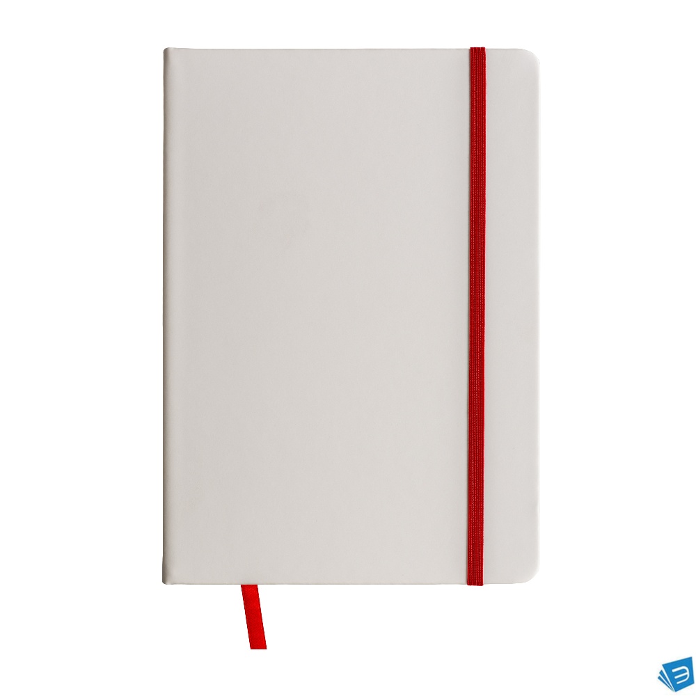 Quaderno in copertina in PU con elastico colorato(80 pag.), segnalibro in raso