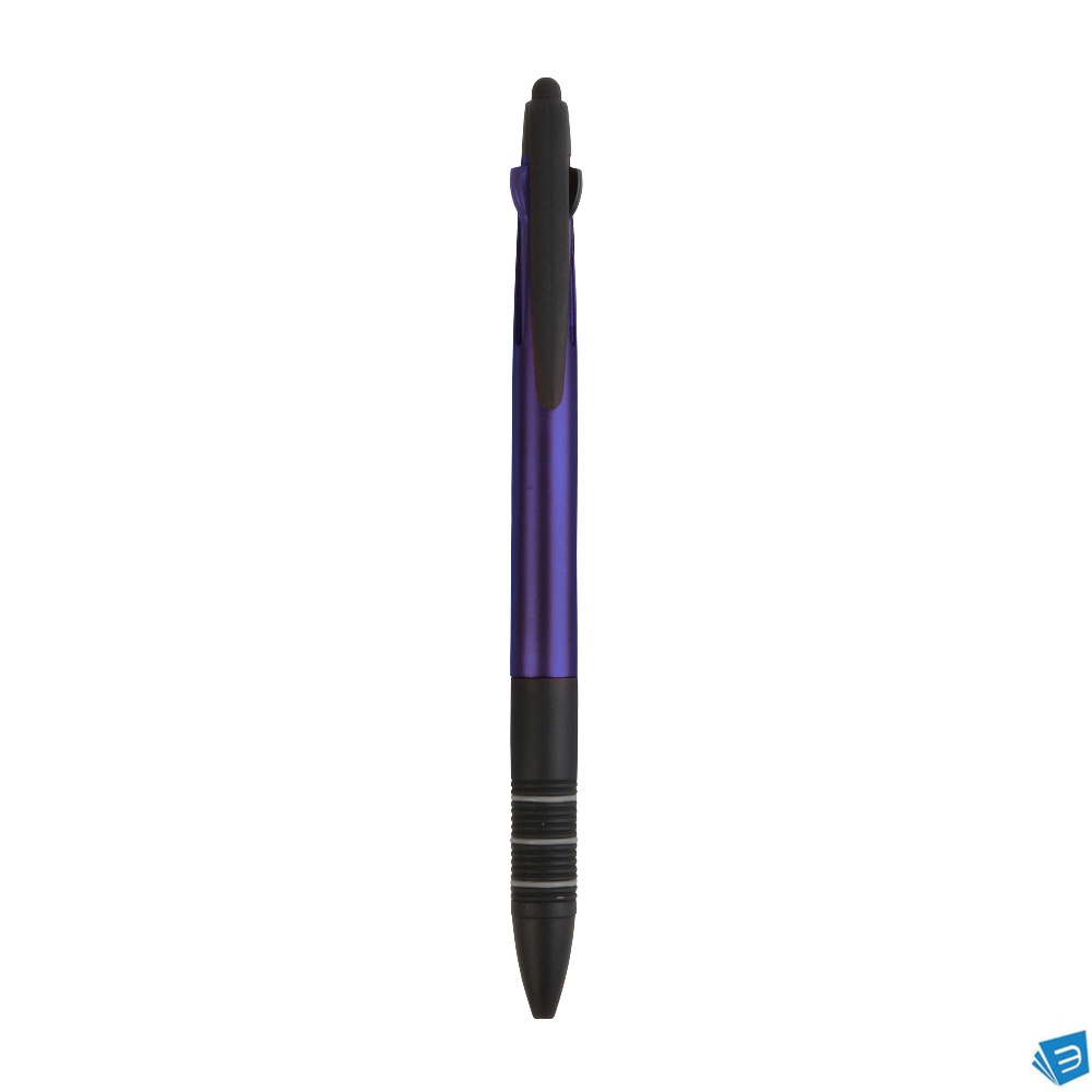 Penna a scatto in plastica con 3 refill dei colori blu, nero e rosso