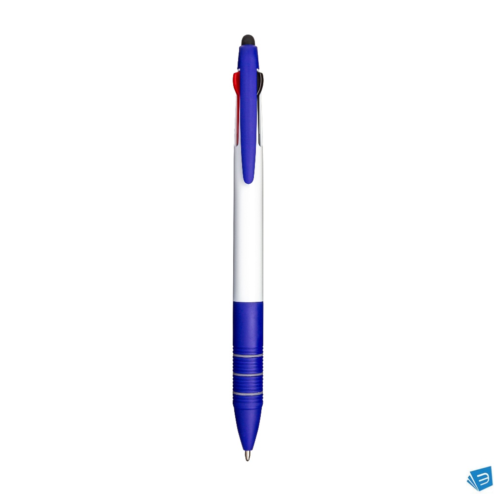 Penna a scatto in plastica con 3 refill dei colori blu, nero e rosso