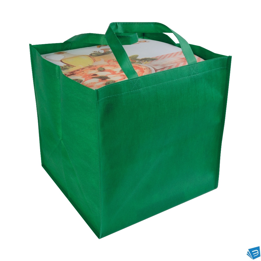 Shopper in formato cartone da pizza in TNT 80 g/m2