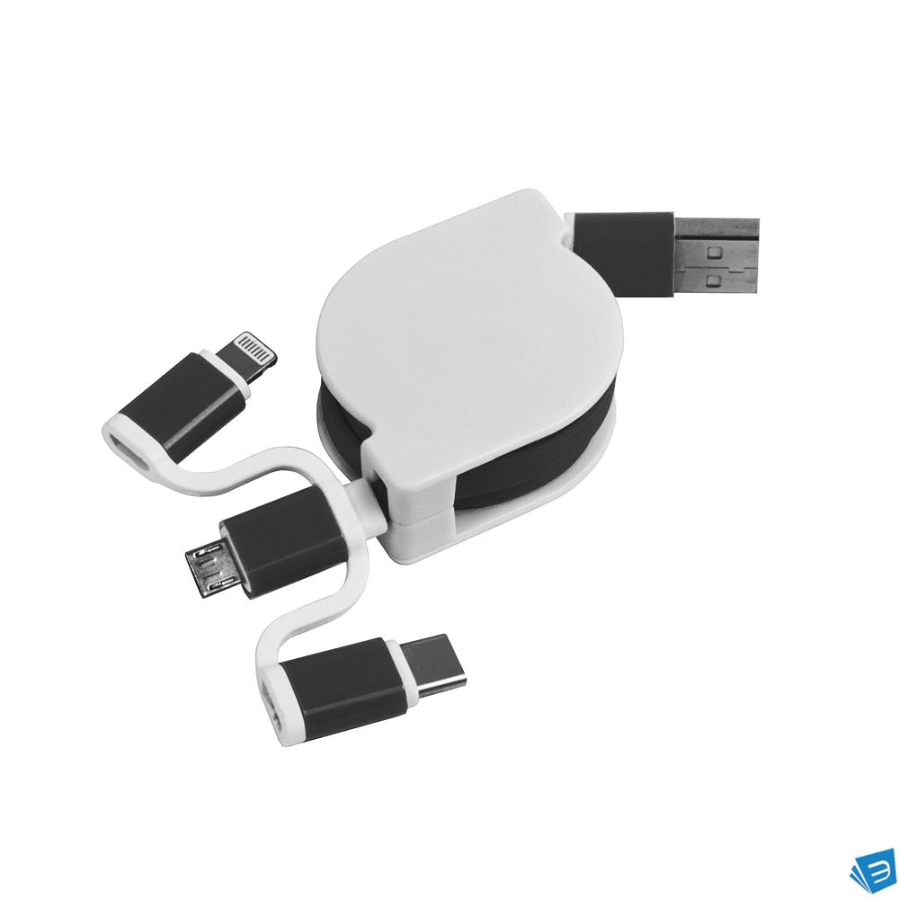 Cavo alimentazione USB-type C/lighting/microUSB retrattile