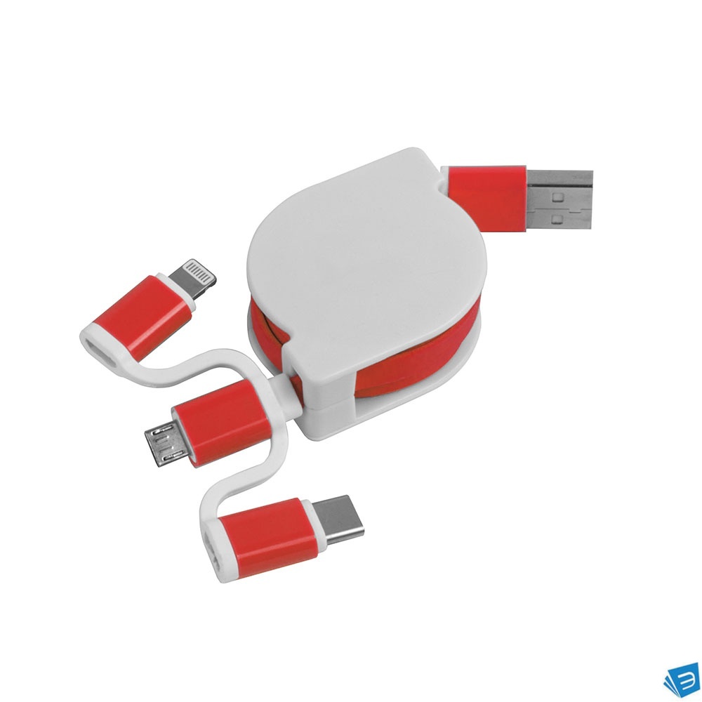 Cavo alimentazione USB-type C/lighting/microUSB retrattile