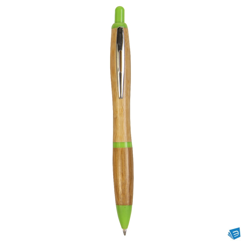 Penna a scatto in bambù con clip in metallo
